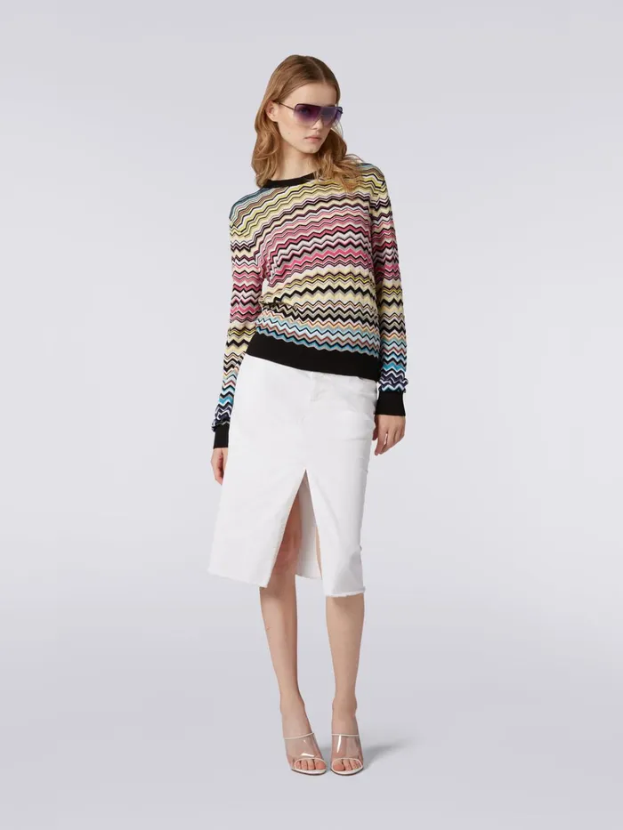 Women Cotton And Viscose Chevron CrewNeck Jumper Multicoloured Missoni Knitwear