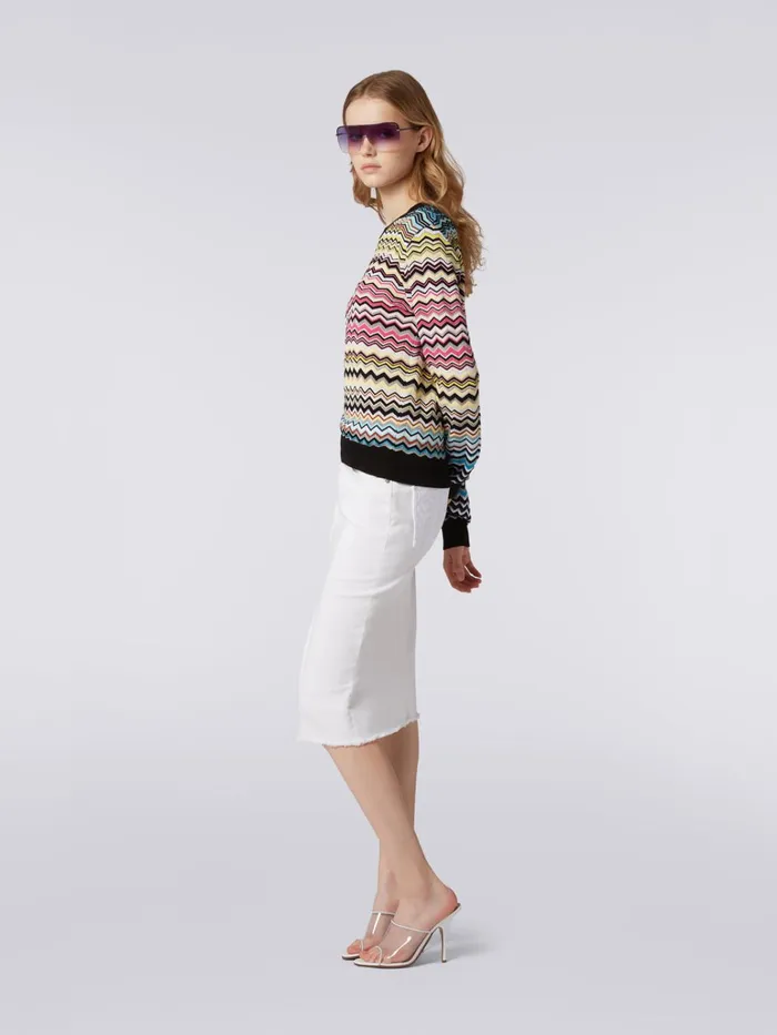 Women Cotton And Viscose Chevron CrewNeck Jumper Multicoloured Missoni Knitwear