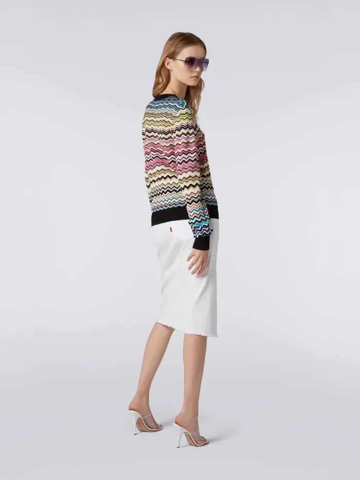 Women Cotton And Viscose Chevron CrewNeck Jumper Multicoloured Missoni Knitwear