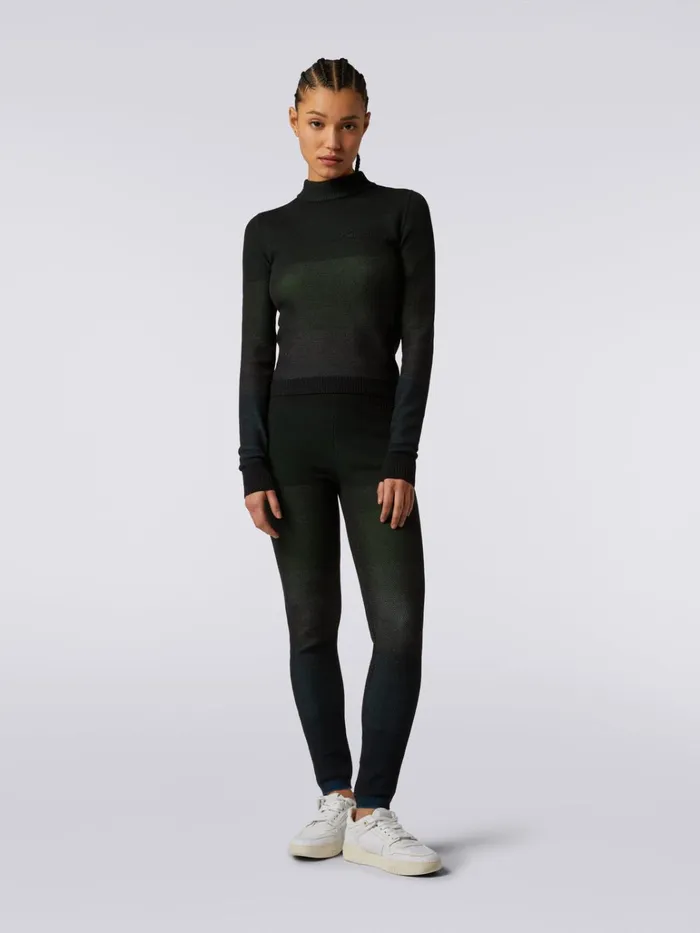 Women Cotton Blend Leggings With Embroidered Logo Multicoloured Missoni Sport Women Cotton Blend Leggings With Embroidered Logo Multicoloured Missoni Sport