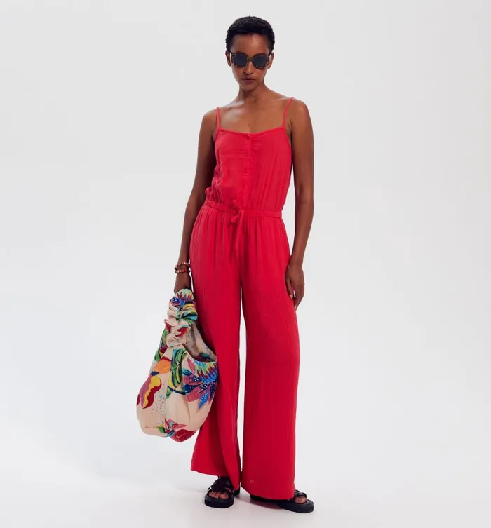 Women Cotton Gauze Jumpsuit 8211 Cherry Red Promod Jumpsuits And Playsuits Women Cotton Gauze Jumpsuit 8211 Cherry Red Promod Jumpsuits And Playsuits