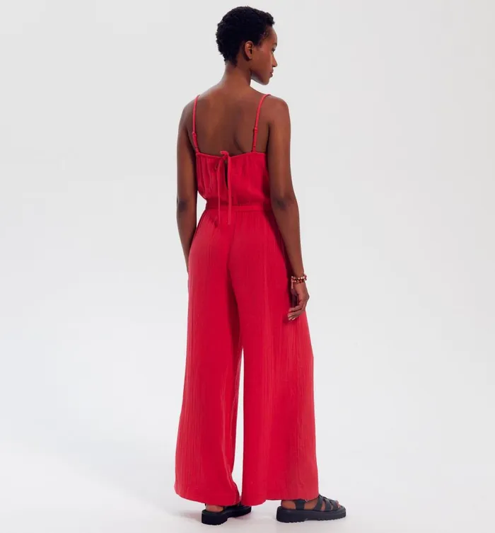 Women Cotton Gauze Jumpsuit 8211 Cherry Red Promod Jumpsuits And Playsuits Women Cotton Gauze Jumpsuit 8211 Cherry Red Promod Jumpsuits And Playsuits