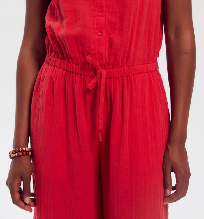 Women Cotton Gauze Jumpsuit 8211 Cherry Red Promod Jumpsuits And Playsuits Women Cotton Gauze Jumpsuit 8211 Cherry Red Promod Jumpsuits And Playsuits