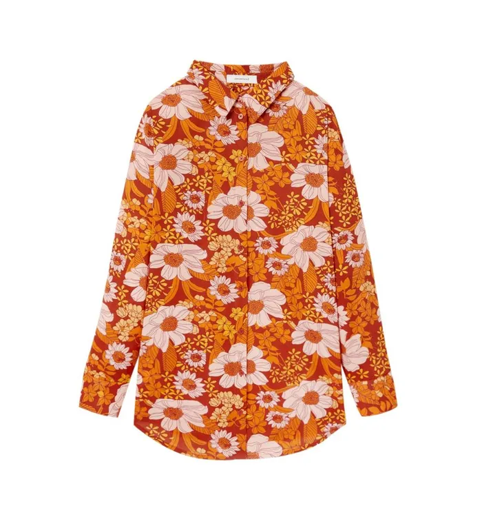 Women Cotton Shirt 8211 Orange Print Promod Shirts And Tunics Women Cotton Shirt 8211 Orange Print Promod Shirts And Tunics