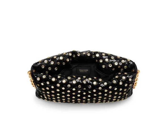 Women Cross Body Bags Tom Ford Embroidered Pillow Carine Small Crossbody Bag Black Women Cross Body Bags Tom Ford Embroidered Pillow Carine Small Crossbody Bag Black