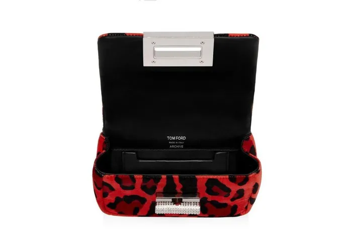 Women Cross Body Bags Tom Ford Leopard Print Velvet Soft Natalia Mini Shoulder Bag Candy Red Women Cross Body Bags Tom Ford Leopard Print Velvet Soft Natalia Mini Shoulder Bag Candy Red