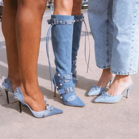 Women DALI DENIM MULTI Denim Multi Steve Madden Heels Women DALI DENIM MULTI Denim Multi Steve Madden Heels