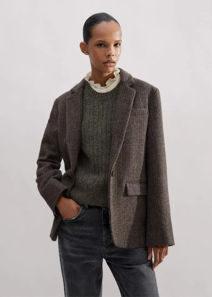 Women Deconstructed Cardigan Blazer Brown MEEM