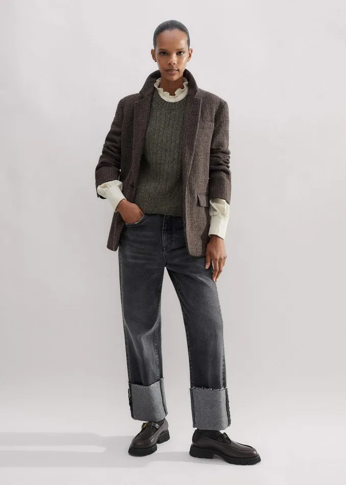 Women Deconstructed Cardigan Blazer Brown MEEM