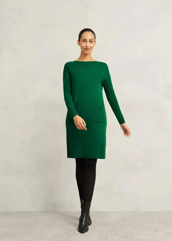 Women Devora Knitted Dress With Cashmere Verdent Green Hobbs Dresses and Jumpsuits