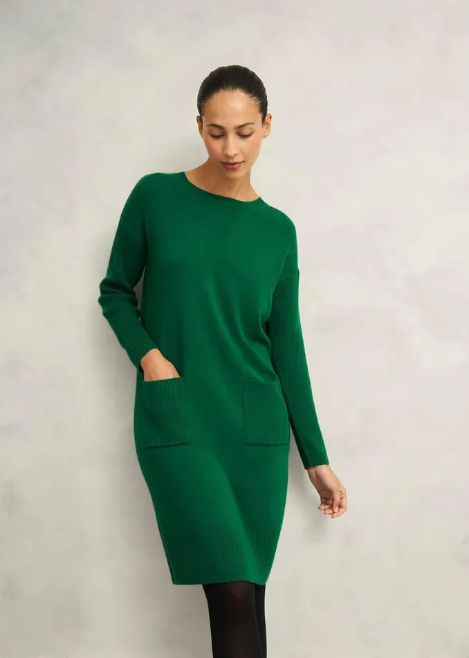 Women Devora Knitted Dress With Cashmere Verdent Green Hobbs Dresses and Jumpsuits