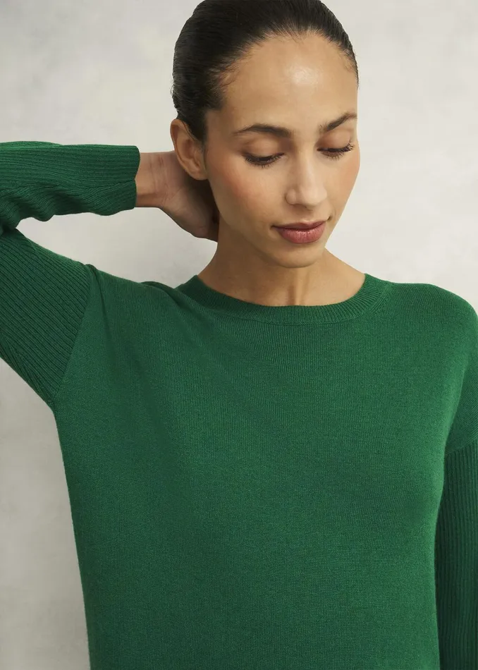 Women Devora Knitted Dress With Cashmere Verdent Green Hobbs Dresses and Jumpsuits