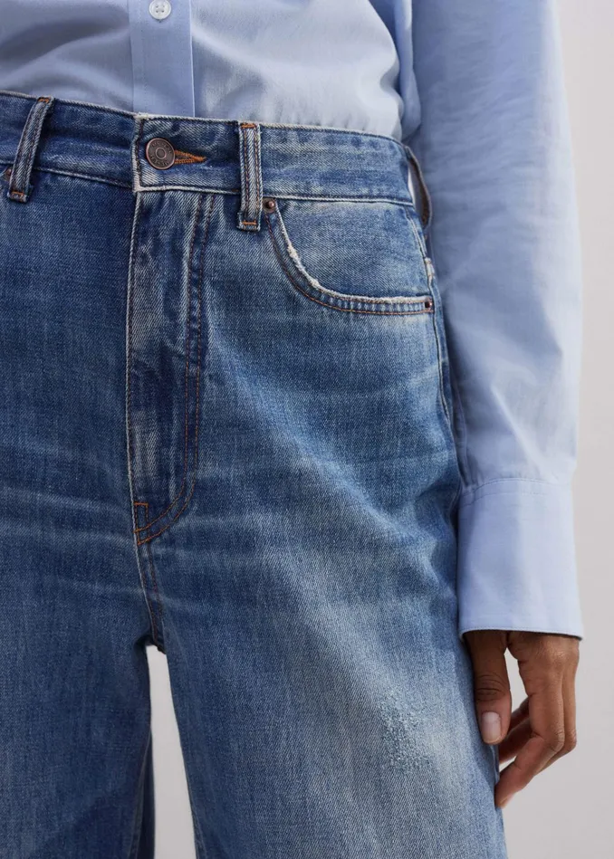 Women Distressed Authentic MidWaist Baggy Jean Winter Mid Wash MEEM