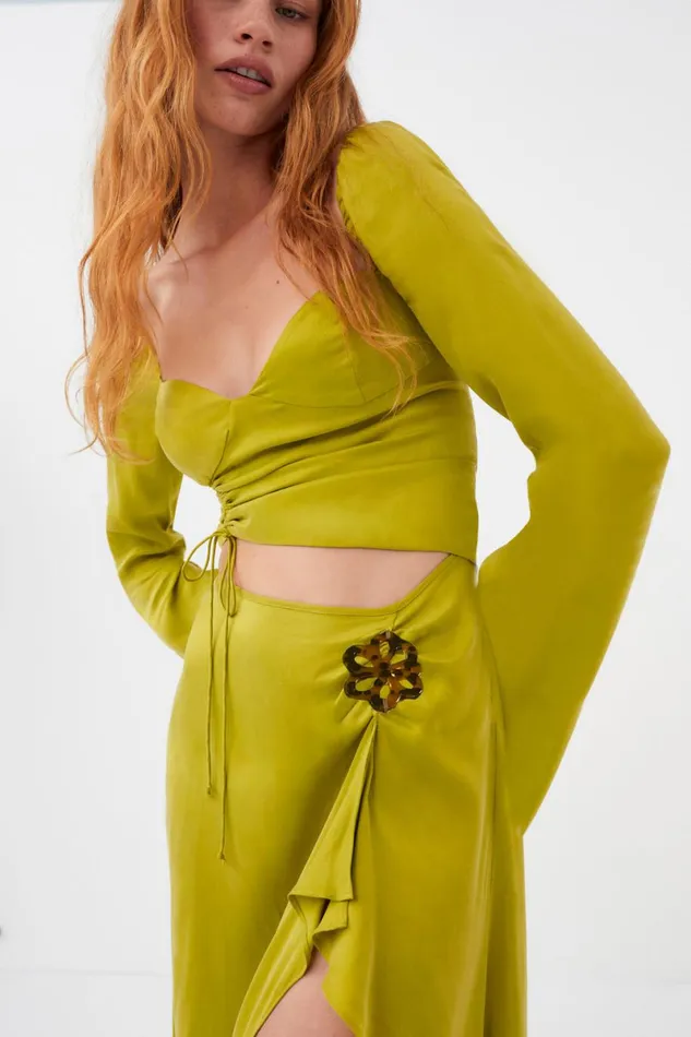 Women Dresses For Love and Lemons Allie Midi Dress Green Women Dresses For Love and Lemons Allie Midi Dress Green