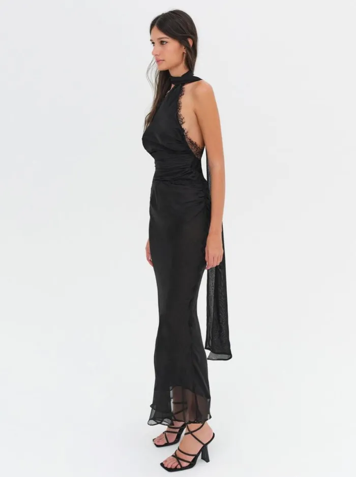 Women Dresses For Love and Lemons Angela Chiffon Maxi Dress Black Women Dresses For Love and Lemons Angela Chiffon Maxi Dress Black