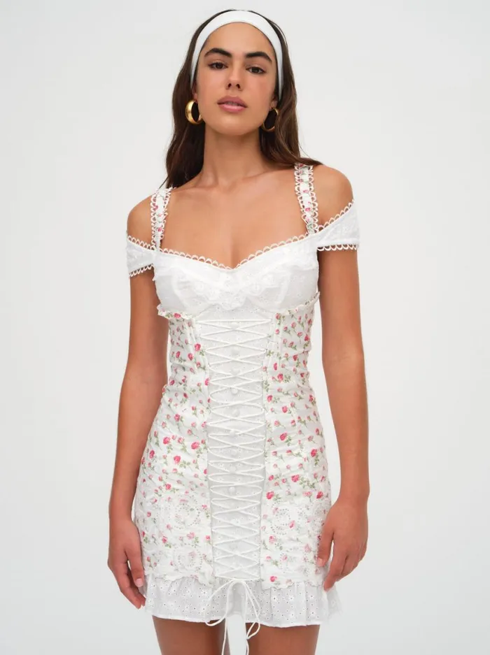 Women Dresses For Love and Lemons Baela Corset Mini Dress White