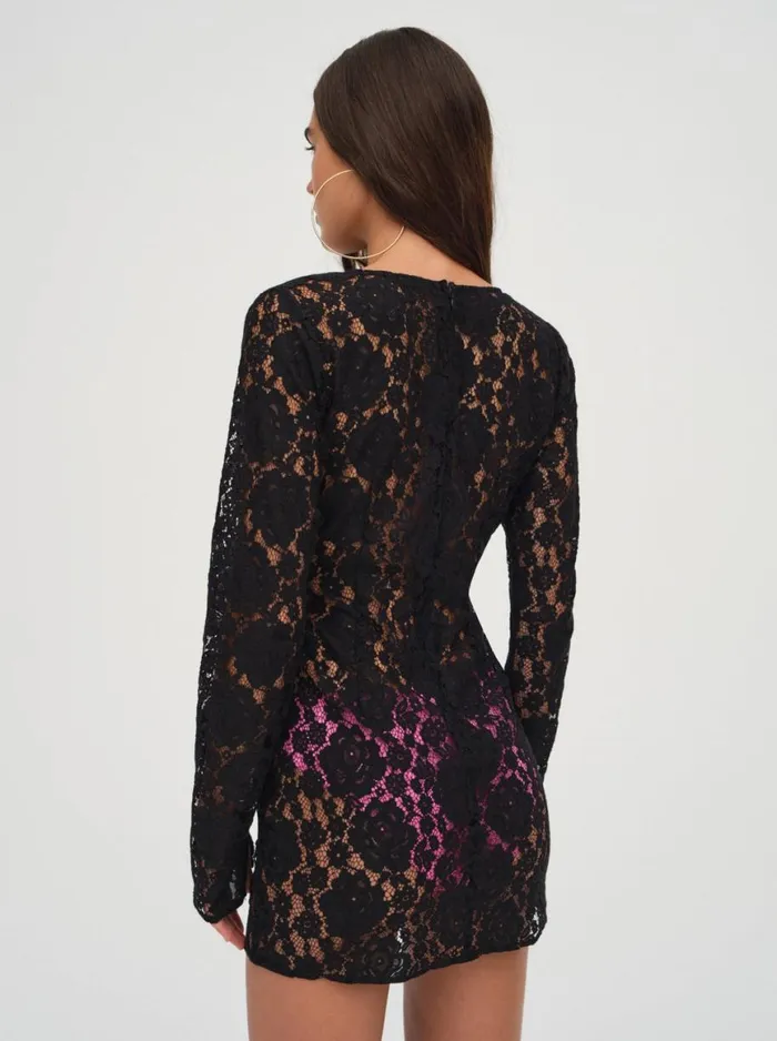 Women Dresses For Love and Lemons Bergett Lace Mini Dress Black Women Dresses For Love and Lemons Bergett Lace Mini Dress Black
