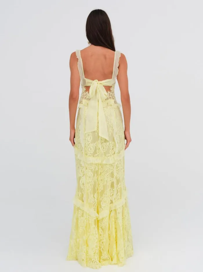 Women Dresses For Love and Lemons Milena Lace Maxi Dress Yellow Women Dresses For Love and Lemons Milena Lace Maxi Dress Yellow