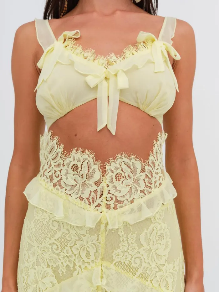 Women Dresses For Love and Lemons Milena Lace Maxi Dress Yellow Women Dresses For Love and Lemons Milena Lace Maxi Dress Yellow