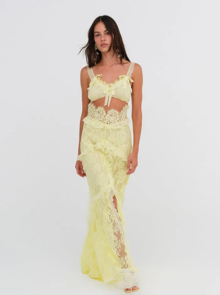 Women Dresses For Love and Lemons Milena Lace Maxi Dress Yellow Women Dresses For Love and Lemons Milena Lace Maxi Dress Yellow