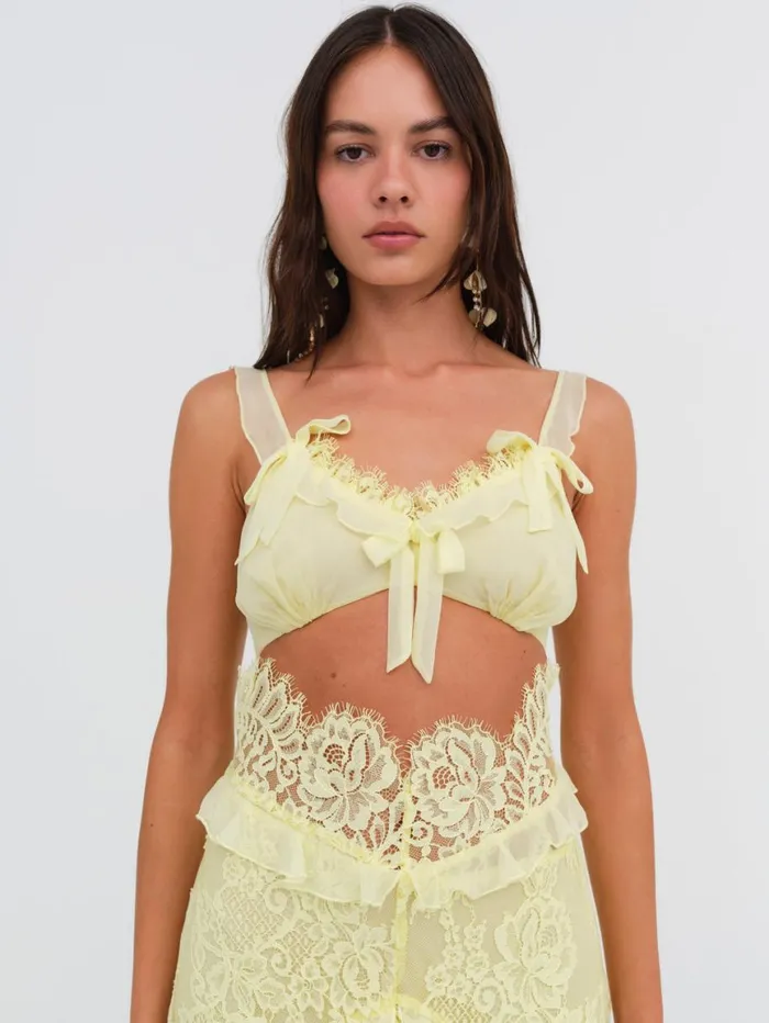 Women Dresses For Love and Lemons Milena Lace Maxi Dress Yellow Women Dresses For Love and Lemons Milena Lace Maxi Dress Yellow