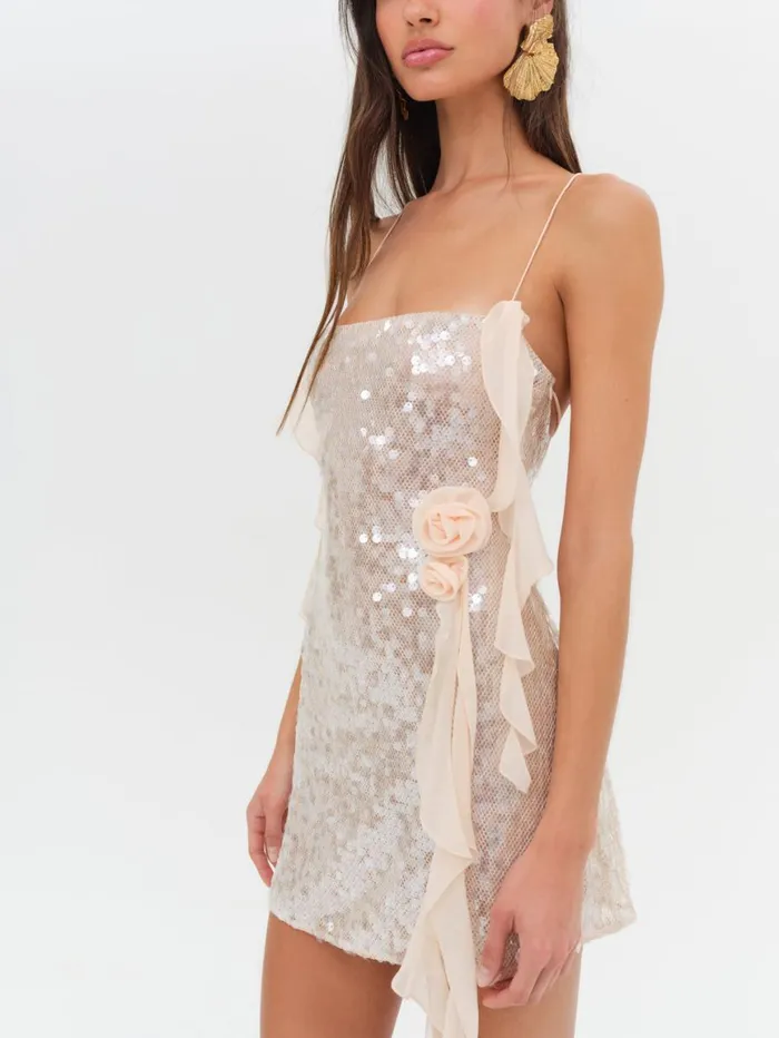 Women Dresses For Love and Lemons Sydney Sequin Mini Dress Neutral Women Dresses For Love and Lemons Sydney Sequin Mini Dress Neutral