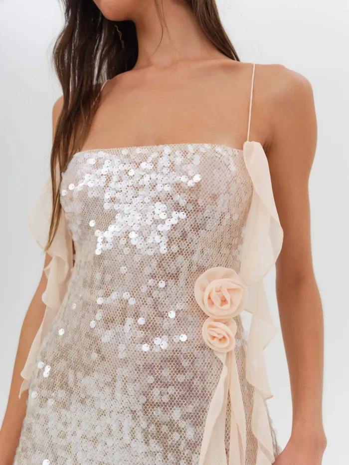 Women Dresses For Love and Lemons Sydney Sequin Mini Dress Neutral Women Dresses For Love and Lemons Sydney Sequin Mini Dress Neutral