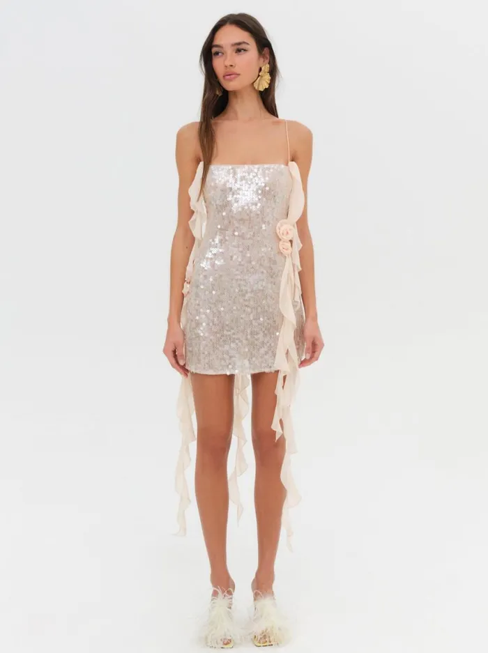 Women Dresses For Love and Lemons Sydney Sequin Mini Dress Neutral Women Dresses For Love and Lemons Sydney Sequin Mini Dress Neutral