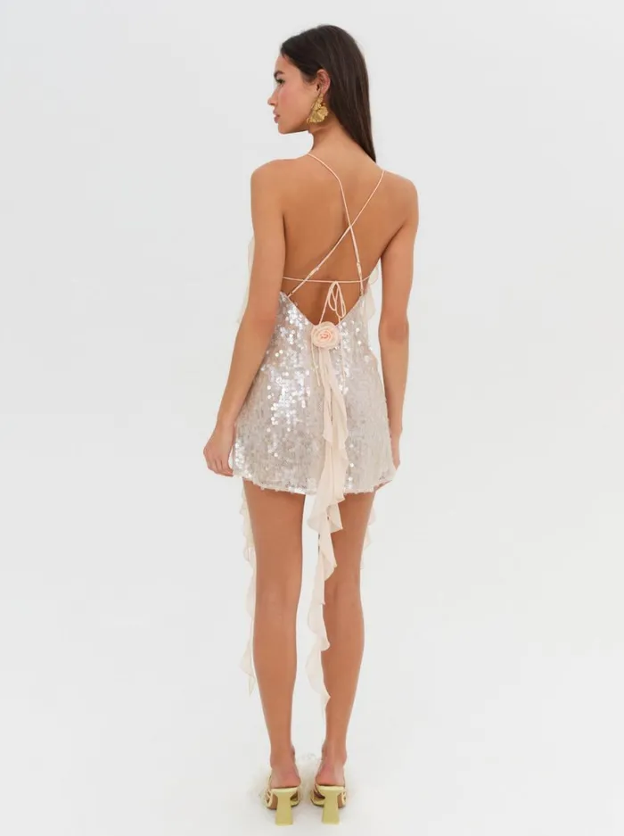 Women Dresses For Love and Lemons Sydney Sequin Mini Dress Neutral Women Dresses For Love and Lemons Sydney Sequin Mini Dress Neutral