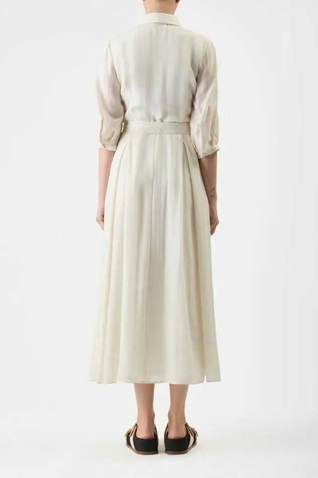 Women Dresses Gabriela Hearst Andy Pleated Shirtdress In Ivory Virgin Wool Cashmere