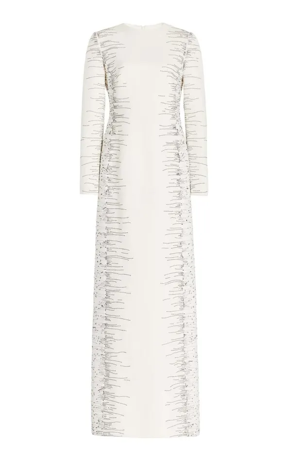 Women Dresses Gabriela Hearst Bianca Embroidered Dress In Ivory Silk Wool Cady