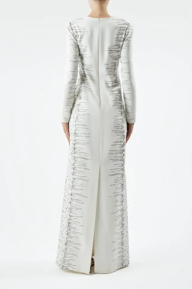 Women Dresses Gabriela Hearst Bianca Embroidered Dress In Ivory Silk Wool Cady