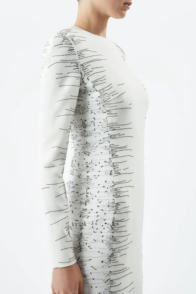 Women Dresses Gabriela Hearst Bianca Embroidered Dress In Ivory Silk Wool Cady