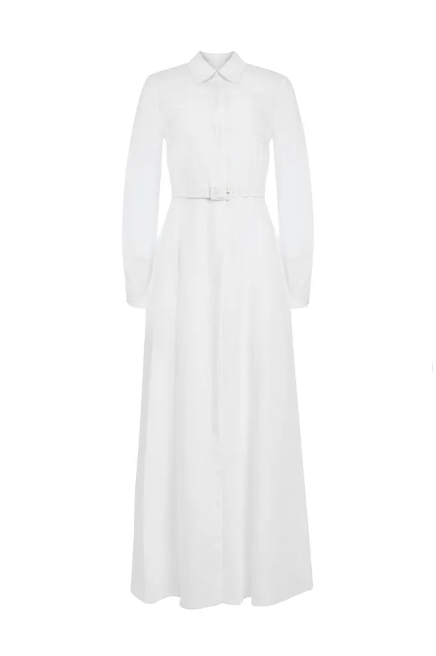 Women Dresses Gabriela Hearst Breton Shirtdress With Slip In Ivory Aloe Linen
