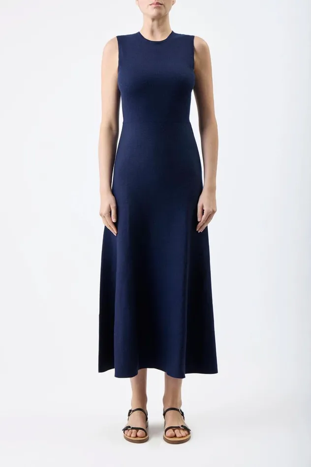 Women Dresses Gabriela Hearst Doria Knit Dress In Navy Merino Wool Cashmere