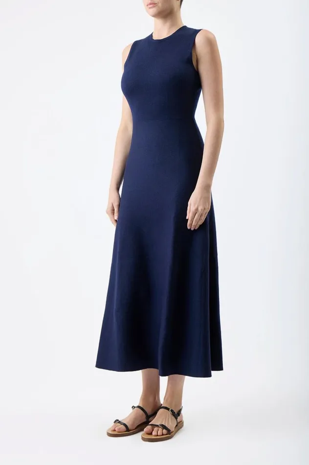 Women Dresses Gabriela Hearst Doria Knit Dress In Navy Merino Wool Cashmere