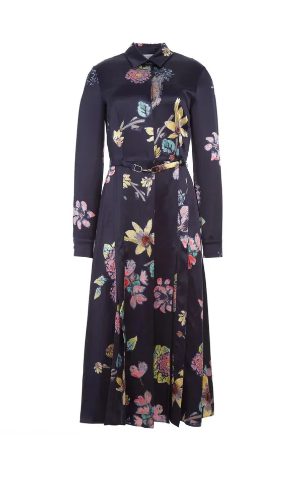 Women Dresses Gabriela Hearst Jane Shirtdress In Dark Navy Multi Printed Silk