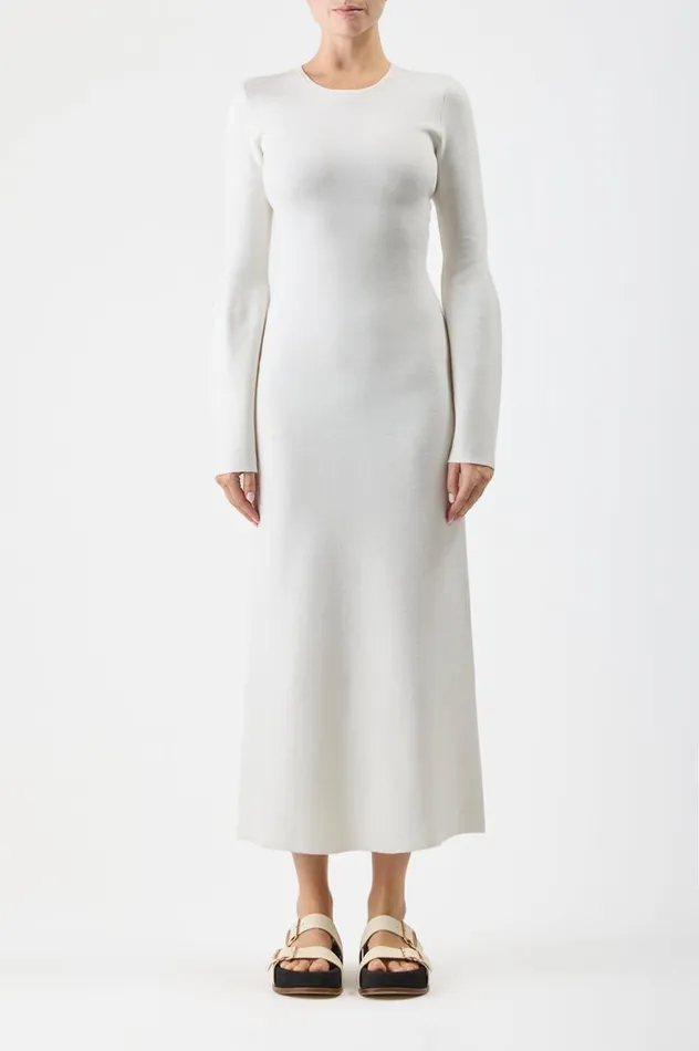 Women Dresses Gabriela Hearst Palanco Knit Dress In White Merino Wool Cashmere