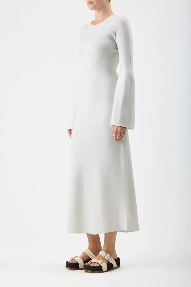 Women Dresses Gabriela Hearst Palanco Knit Dress In White Merino Wool Cashmere