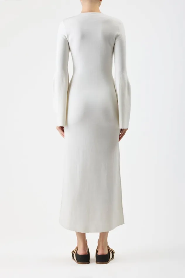 Women Dresses Gabriela Hearst Palanco Knit Dress In White Merino Wool Cashmere