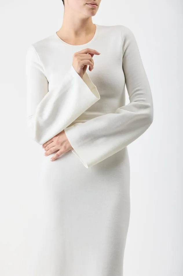 Women Dresses Gabriela Hearst Palanco Knit Dress In White Merino Wool Cashmere