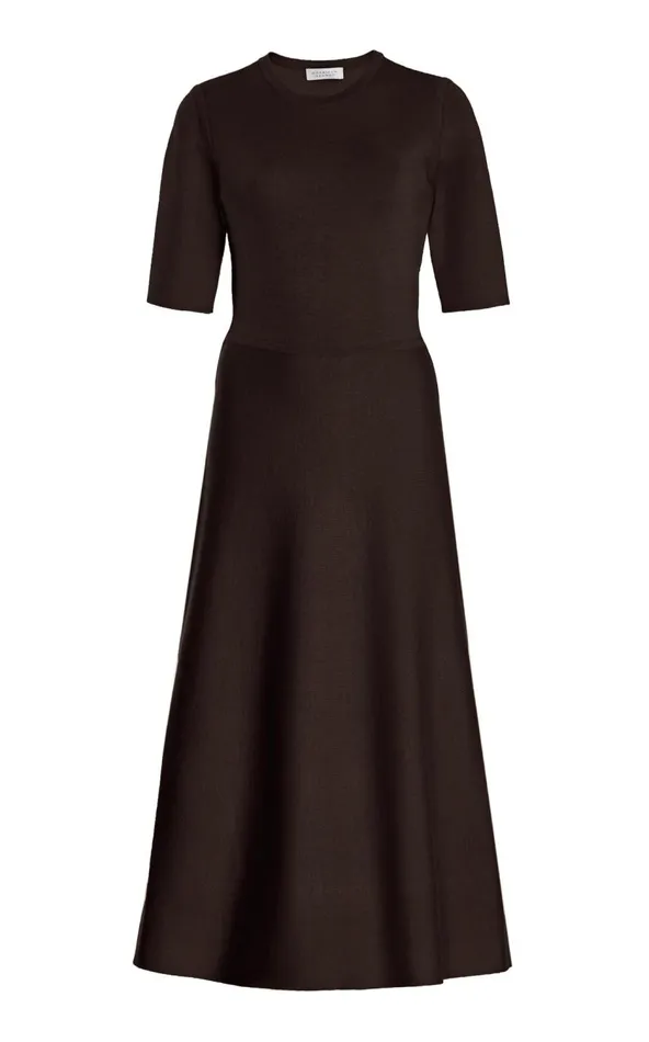 Women Dresses Gabriela Hearst Seymore Knit Dress In Chocolate Merino Wool Cashmere