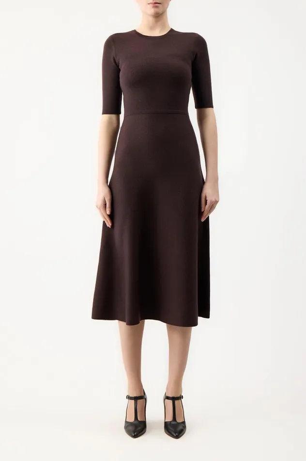 Women Dresses Gabriela Hearst Seymore Knit Dress In Chocolate Merino Wool Cashmere
