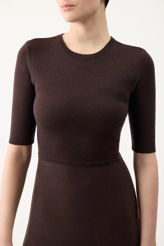 Women Dresses Gabriela Hearst Seymore Knit Dress In Chocolate Merino Wool Cashmere