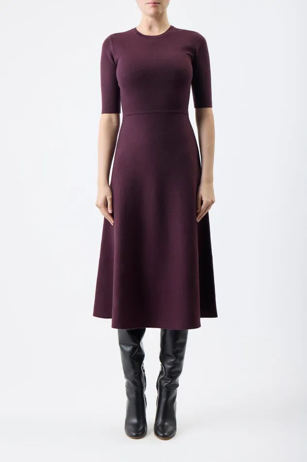 Women Dresses Gabriela Hearst Seymore Knit Dress In Deep Bordeaux Merino Wool Cashmere