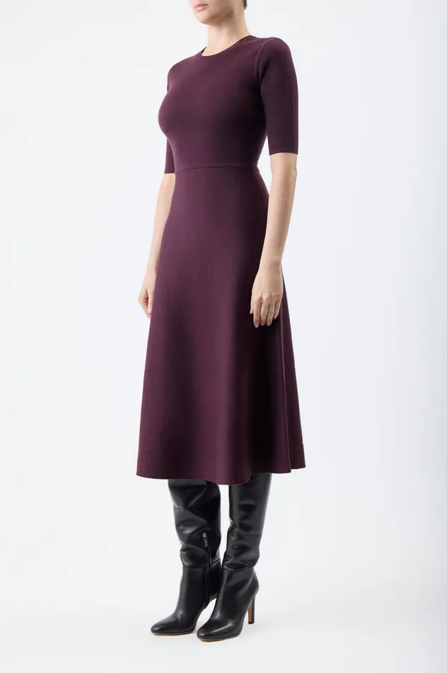 Women Dresses Gabriela Hearst Seymore Knit Dress In Deep Bordeaux Merino Wool Cashmere