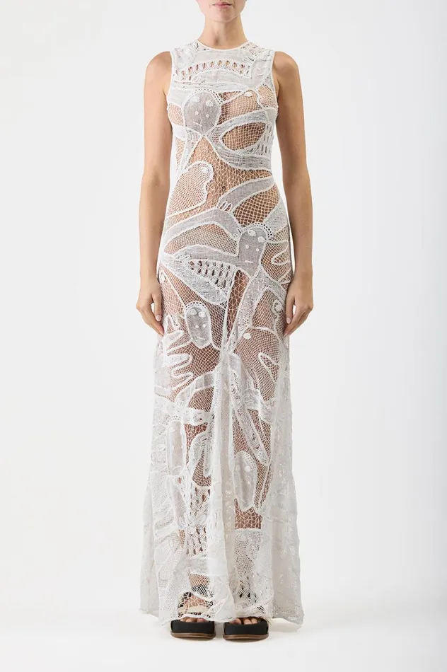 Women Dresses Gabriela Hearst Tati Crochet Dress In White Cotton