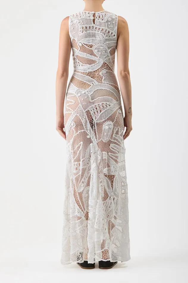 Women Dresses Gabriela Hearst Tati Crochet Dress In White Cotton