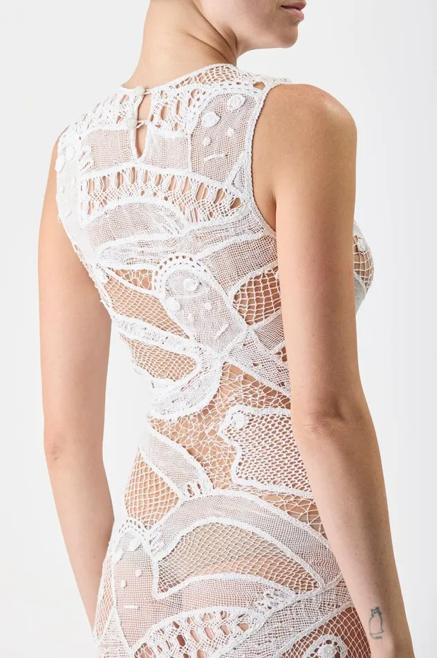 Women Dresses Gabriela Hearst Tati Crochet Dress In White Cotton