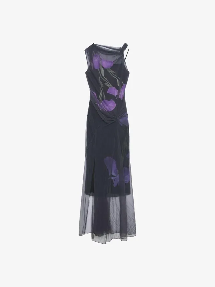 Women Dresses Givenchy Dress In Floral Dvor Satin Jersey Blackpurple